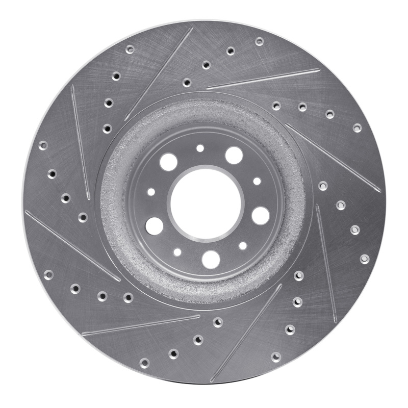 Volvo XC90 Brake Rotor (1) - Front Right - R1 Concepts - Drilled & Slotted - Silver - `03-`09